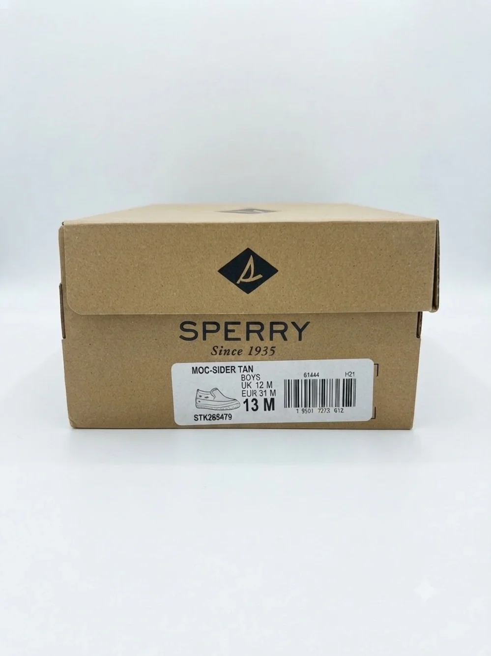 Kids Sperry Brown Leather Slip-On with Cream Shearling Lining